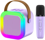 Portable Karaoke Machine for Kids Adults, Portable Bluetooth Mini Karaoke Microphone Singing Speaker with 1 Wireless Mic and Light,Gifts , Random Colors