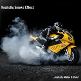 2.4GHz Remote Control Bike with Real Smoke Effect, Hindi Music & Lights | 4 Direction + 360° Rotation RC Motorcycle | Rechargeable Battery Included | Remote Bike Toy for Kids Boys & Girls