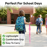 Crackles Kids PG Fabric Umbrella for Rain | Cute Cartoon Print | One Click Open | Telescopic Safety Cover | No Pinching Design | Lightweight Non-Foldable School Umbrella for Boys & Girls