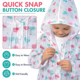 Kids Printed Raincoat for Boys & Girls, Hooded Waterproof Rain Coat with Full Sleeves and Front Button Closure for 8-11 Years Girls and Boys, Child Height 110–130 cm