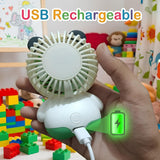 Handheld Panda Mini Portable Fan, Powerful Hand Fan Cute Design 3 Speed Personal Small Desk Fan, Lightweight Rechargeable USB Handheld Fan for Girls, Women, Men, Kids, Indoor, Outdoor