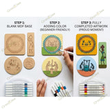 Warli Art DIY Kit with 12 Acrylic Markers | Wooden MDF Painting Kit with Coasters, Fridge Magnet, Bookmark & Art Board | Screen-Free Creative Gift for Kids, Return Gift & Hobby Kit
