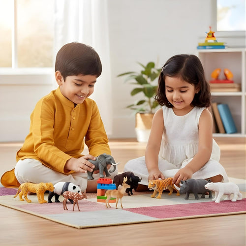 12 PCS Medium Size Wild Animal Toys for Kids | Realistic Jungle & Safari Animal Figures | Wildlife Toy Set for Pretend Play, Learning & Education | Durable Zoo Animals for Kids
