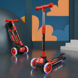 Foldable Kick Scooter for Kids with LED Light Wheels | Skating Cycle Style Scooter with Adjustable Handle & Foldable Design Lightweight Ride-On Toy for Boys & Girls Outdoor Toy (Random Color)