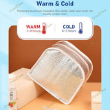 Cartoon Print Insulated Lunch Bag with Cutlery Pocket for Kids
