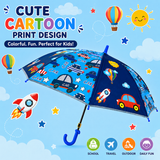 Crackles Kids Umbrella for Rain | Umbrella with Cute Cartoon Print | One Click Open | Child Safe Rounded Tips | Lightweight School Non-Foldable Stylish Umbrella for Boys & Girls and Women