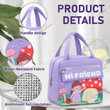 Cartoon Print Insulated Lunch Bag with Cutlery Pocket for Kids