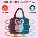 Kids Lunch Bag | Insulated Waterproof Tiffin Bag for School | Leakproof Nylon Lunch Box Bag for Kids Boys & Girls | Cartoon Design with Back Pocket  | Lightweight & Durable (Blue/Black)