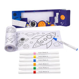 Space, Sea & Panda Theme Colouring Roll for Kids with 6 Acrylic Pens, 26 x 300 cm Extra Long Drawing & Coloring Paper Roll, Graffiti Art Colouring Scroll, Creative Coloring Activity for Boys & Girls