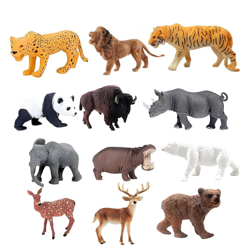 12 PCS Medium Size Wild Animals Toys for Kids | Realistic Jungle & Safari Animal Figures | Wildlife Toy Set for Pretend Play, Learning & Education | Durable Zoo Animals for Kids