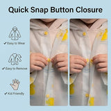 Kids Printed Raincoat for Boys & Girls, Hooded Waterproof Rain Coat with Full Sleeves and Front Button Closure for 8-11 Years Girls and Boys, Child Height 110–130 cm