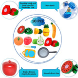 Colourful Realistic Pretend Play Kitchen Toys Sliceable Fruits Play Set Toys - with Knife, Chopping Board and Pan -10 Pcs Multi color