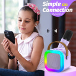 Portable Karaoke Machine for Kids Adults, Portable Bluetooth Mini Karaoke Microphone Singing Speaker with 1 Wireless Mic and Light,Gifts , Random Colors