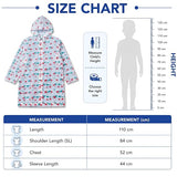 Kids Printed Raincoat for Boys & Girls, Hooded Waterproof Rain Coat with Full Sleeves and Front Button Closure for 8-11 Years Girls and Boys, Child Height 110–130 cm