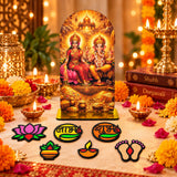 Diwali Rangoli DIY Art & Craft Kit for Kids, Boys & Girls | 6 MDF Cutouts, 8 Colourful Snow Mud Pouches & Ganesh Lakshmi Standee | Diwali Decoration, Festive Activity & Gift Set for Home