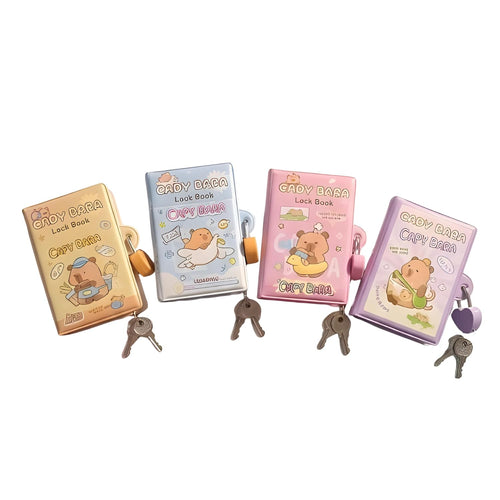 Pack of 2 Kawaii Mini Diary Notebook Journal with Lock & Key | Puffy Cover Pocket Diary | Compact Purse Diary for Kids, Teens & Gifts | Cute Personal Writing Notebook Random Color