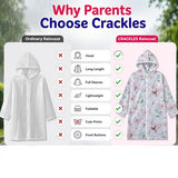 Kids Printed Raincoat for Boys & Girls, Hooded Waterproof Rain Coat with Full Sleeves and Front Button Closure for 8-11 Years Girls and Boys, Child Height 110–130 cm