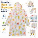 Kids Printed Raincoat for Boys & Girls, Hooded Waterproof Rain Coat with Full Sleeves and Front Button Closure for 8-11 Years Girls and Boys, Child Height 110–130 cm