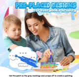 Rainbow Scratch Art for Kids, Squeegee Painting Kits, Rainbow Scratch Paper Art Set Notebooks, Magic Dot Scratch Painting Party DIY Gifts for Girls and Boys Ages 6 7 8 9 10 11 +