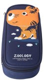 Fabric Pencil Box Pouch case for School Kids Boys and Girls Cute Tiger Animal Theme- Pack of 1