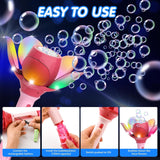 Electric Bubble Stick for Kids - Automatic Bubble Machine, 10,000 Bubbles, Light-Up Flower Bubble Wand for Summer Outdoor Parties, Weddings (Multicolor)