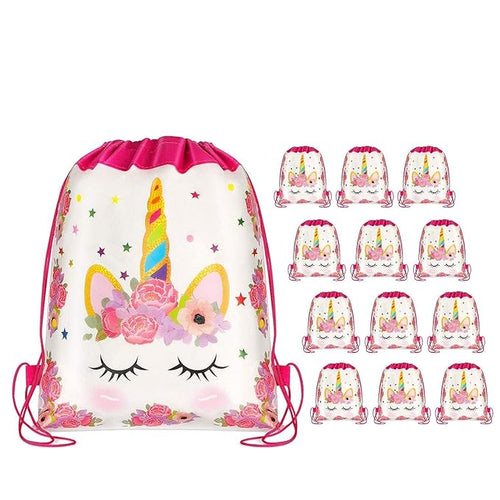 Unicorn Party Favor Bags Drawstring Bags for Girls 12 Pack Return Gifts Kids Birthday Party