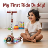 Light and Sound Musical  Foldable Kick Scooter for Kids with LED Light Wheels | Skating Cycle Style Scooter with Adjustable Handle & Foldable Design | Lightweight Ride-On Toy for Boys & Girls (Random Color)
