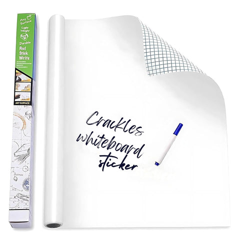45x200 CM Re Usable Whiteboard Sticker for Kids | Self Adhesive White board for Home, School, Office | Includes 1 Marker | Easy Install, Perfect for Creative Learning - Pack of 1