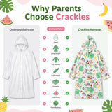 Kids Printed Raincoat for Boys & Girls, Hooded Waterproof Rain Coat with Full Sleeves and Front Button Closure, for 8-11 Years Girls and Boys, Child Height 110–130 cms