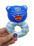 Combo Pack of Kitty Face Rattle Soft Toy with Squeeze Handle for Squeaky Sound and Rattle Sound and Round Rattle (Random Multi Color)