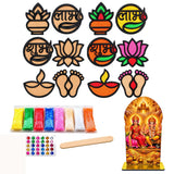 Diwali Rangoli DIY Art & Craft Kit for Kids, Boys & Girls | 6 MDF Cutouts, 8 Colourful Snow Mud Pouches & Ganesh Lakshmi Standee | Diwali Decoration, Festive Activity & Gift Set for Home