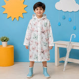Kids Printed Raincoat for Boys & Girls, Hooded Waterproof Rain Coat with Full Sleeves and Front Button Closure for 8-11 Years Girls and Boys, Child Height 110–130 cm
