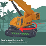 Friction Crane Toys for Boys - 1:55 Model Construction Toy with Straight Boom Arm, Movable Hook & 360° Rotation | Push & Go Toy Truck for Kids Age 3+ | Multicolor