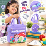 Cartoon Print Insulated Lunch Bag with Cutlery Pocket for Kids