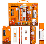 19 Pieces Cute Bear Stationery Gift Set for Kids 3-10 Years, Bear Theme Metal Pencil Box, 12 Wax Crayons, 2 Pencils, Colouring Roll, Ruler, Eraser & Sharpener for Boys and Girls