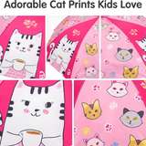 Crackles Kids PG Fabric Umbrella for Rain | Cute Cartoon Print | One Click Open | Telescopic Safety Cover | No Pinching Design | Lightweight Non-Foldable School Umbrella for Boys & Girls