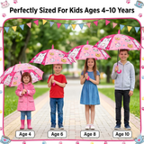Crackles Kids PG Fabric Umbrella for Rain | Cute Cartoon Print | One Click Open | Telescopic Safety Cover | No Pinching Design | Lightweight Non-Foldable School Umbrella for Boys & Girls
