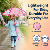 Crackles Kids PG Fabric Umbrella for Rain | Cute Cartoon Print | One Click Open | Telescopic Safety Cover | No Pinching Design | Lightweight Non-Foldable School Umbrella for Boys & Girls