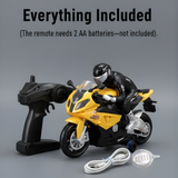 2.4GHz Remote Control Bike with Real Smoke Effect, Hindi Music & Lights | 4 Direction + 360° Rotation RC Motorcycle | Rechargeable Battery Included | Remote Bike Toy for Kids Boys & Girls