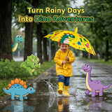 Crackles Kids PG Fabric Umbrella for Rain | Cute Cartoon Print | One Click Open | Telescopic Safety Cover | No Pinching Design | Lightweight Non-Foldable School Umbrella for Boys & Girls