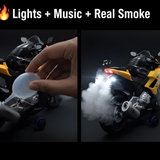2.4GHz Remote Control Bike with Real Smoke Effect, Hindi Music & Lights | 4 Direction + 360° Rotation RC Motorcycle | Rechargeable Battery Included | Remote Bike Toy for Kids Boys & Girls