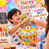 Reusable Birthday Return Gift Bags for Kids, Goody Bags, 20.5 x 23 cm Cake Theme Party Favor Pouches with Carry Handle & Clear Window, Goodie Bags for Toys, Candies & School Gifts