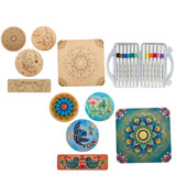 DIY Madhubani Art Kit with 5 MDF Cutouts & 12 Acrylic Color Pens – Art Board, Tea Coasters, Bookmark & Fridge Magnet – DIY Craft Kit, Creative Activity & Gift for Kids & Adults