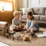 Farm Animals Figure Toy - 12 Pcs Realistic Animals Toy for Kids with Fence Trees and Eggs, Animal Figure Playset, Learning and Educational Toys for Kids