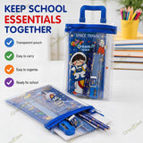 Stationery Set for Kids with Transparent Zipper Pouch, Notepad, 2 Pencils, Ruler, Eraser & Sharpener, Birthday Return Gifts, Party Favours for Boys & Girls Age 4-10
