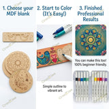DIY Madhubani Art Kit with 5 MDF Cutouts & 12 Acrylic Color Pens – Art Board, Tea Coasters, Bookmark & Fridge Magnet – DIY Craft Kit, Creative Activity & Gift for Kids & Adults