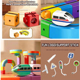 51 Pcs DIY Electric Train Track Set for Kids | 3D Flexible Cube Railway Building Toy with Loops, Curves & Bridges | USB Rechargeable Train | STEM Construction Toy for Boys & Girls Ages 3+