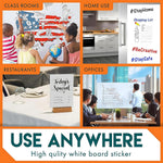 45x200 CM Re Usable Whiteboard Sticker for Kids | Self Adhesive White board for Home, School, Office | Includes 1 Marker | Easy Install, Perfect for Creative Learning - Pack of 1