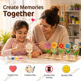 DIY Wooden Flower Painting Kit for Kids, Art and Craft Kits with Wooden Plant, 4 Paint Colours & Brush, Birthday Return Gifts, School Party Favours for Boys and Girls 6-10 years