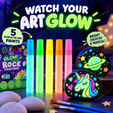 Glow in the Dark Rock Painting Kit for Kids 6-12 Years | DIY Art & Craft Activity Set with 10 Rocks & Paints | Kids Craft Paint Set, Creative Art Supplies & Birthday Gift Toy for Boys & Girls
